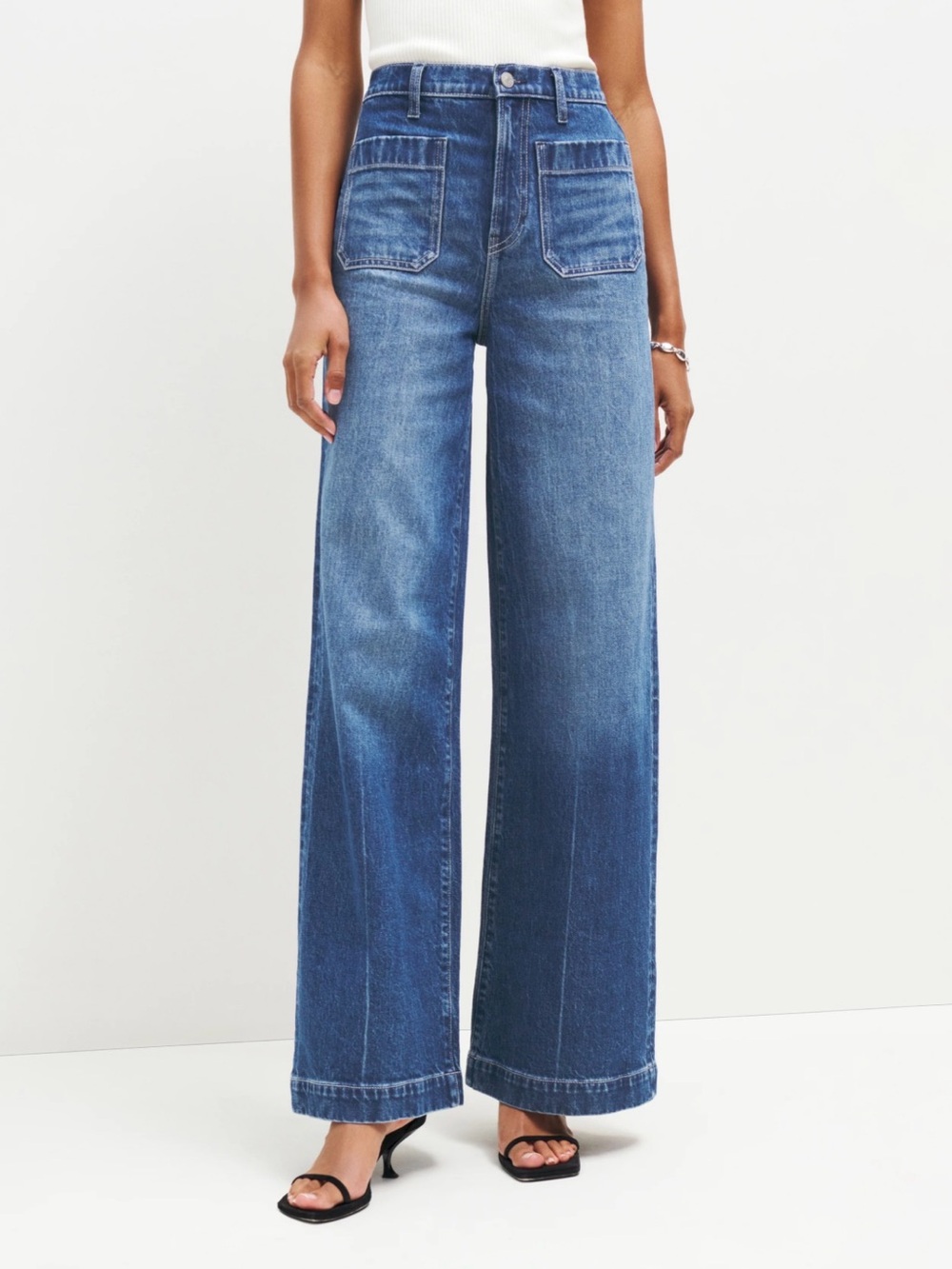 Reformation Wide Leg High-Rise Blue Denim Jeans